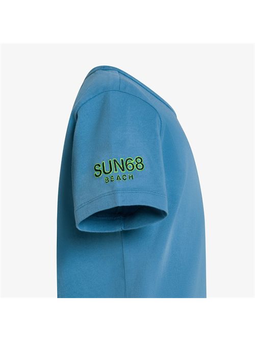 T-shirt in jersey di cotone blu avio SUN 68 | T36340/56